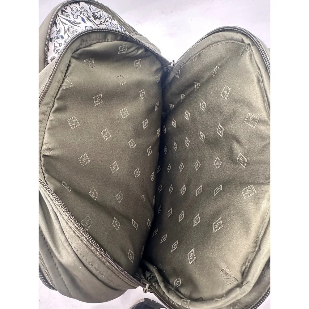 Vera Bradley Backpack Women Olive Green Utility Multi Pocket Diaper Bag Travel